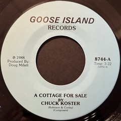 CHUCK KOSTER – A Cottage For Sale / Bummin Around 45rpm 1988 Private Country EX