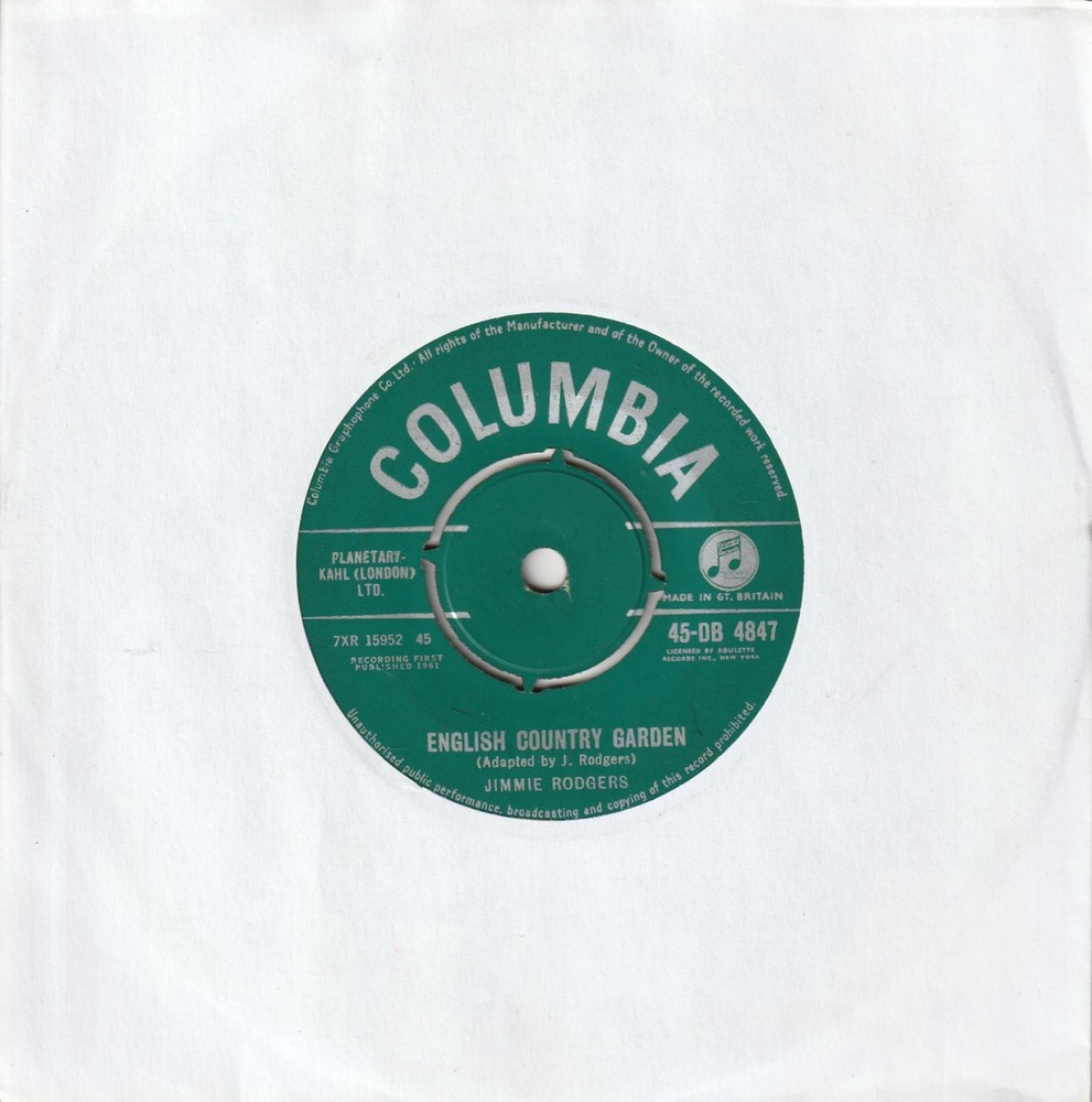 Jimmie Rodgers – English Country Garden (Columbia 1961) 7″ Single