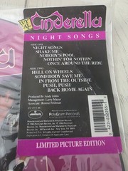 Cinderella: Night Songs 1986 Mercury Records Picture Disc Vinyl LP Hype Sticker