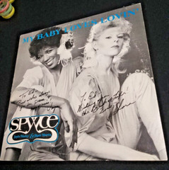 Autograph LP Spyyce, My baby loves lovin’, Moby Dick Records BTG-1632, 1983