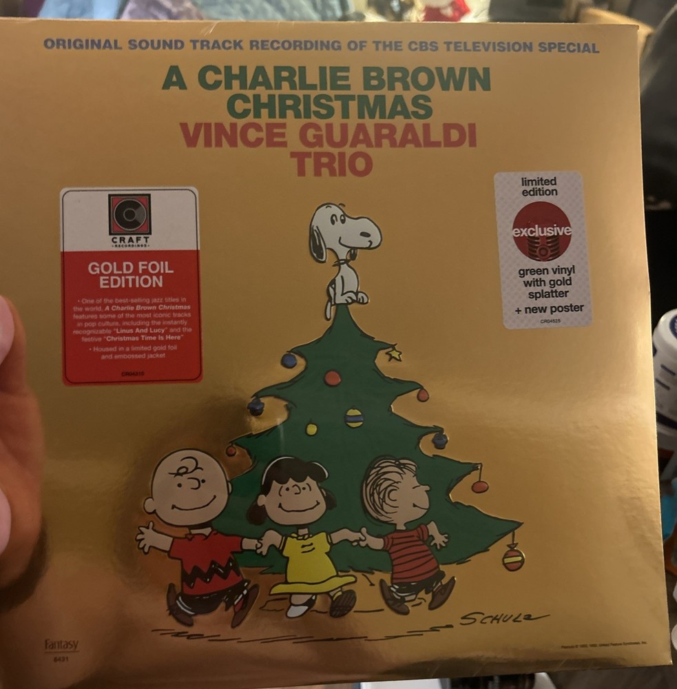 VINYL LP Peanuts GOLD FOIL CHARLIE BROWN CHRISTMAS Vince Guaraldi Trio HOLIDAY