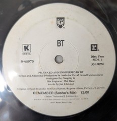 BT – Remember – 2×12″ Limited Edition Promo Vinyl 1997 0-43970