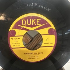 Johnny Ace 7″ Black Vinyl Single 45 RPM Pledging My Love/No Money Duke 136