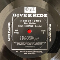 PAUL SERRANO QUINTET ” Blues Holiday ” RIVERSIDE RLP 9359