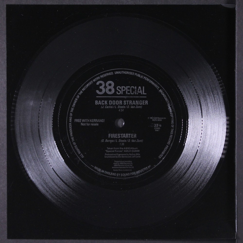 38 SPECIAL ETC.: back door stranger / +4 KERRANG 7″ Single 45 RPM United Kingdom