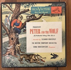 Peter and The Wolf 3 Set Narrated~Eleanor Roosevelt~Boston Symphony 1950~45 RPMs