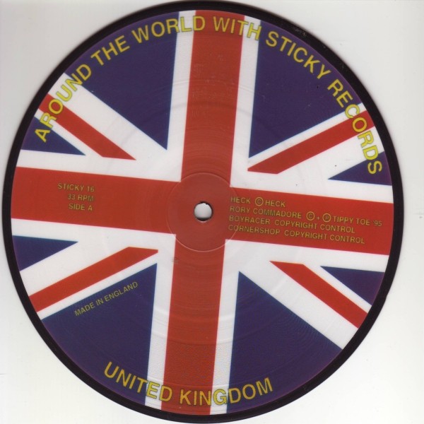 Various – Around The World With Sticky Records (United Kingdom) (7″, EP, Ltd, Pi
