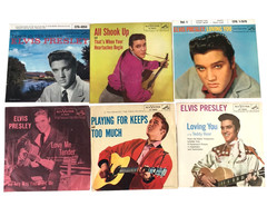 Elvis Presley Records Lot of 6 Vinyl 45 RPM 50’s Rock + Sleeves 1 Unmatched