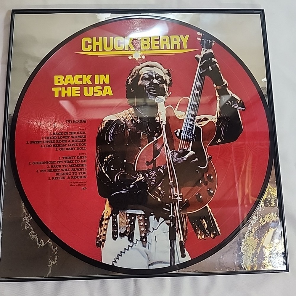 Framed Chuck Berry Back In The USA Vinyl LP Picture Disc 12×12 Wall Art Display
