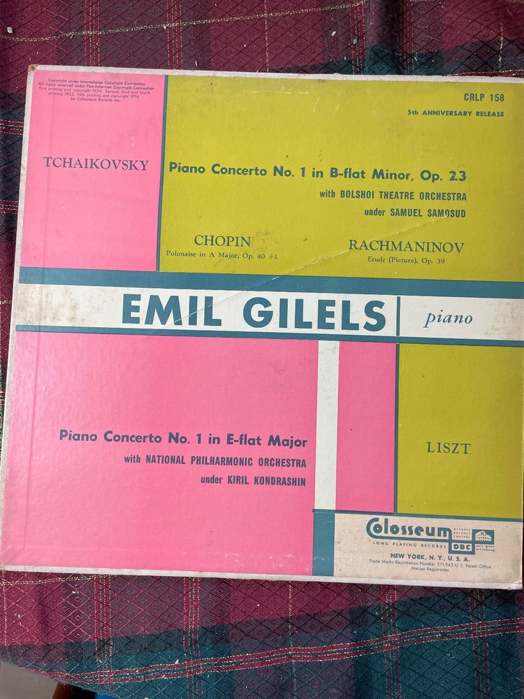 RARE Emil Gilels, Tchaikovsky, Chopin, Rachmaninov, Liszt LP Vinyl 1956