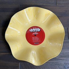 Record Bowl – Upcycled and Repurposed YELLOW MARBLED Bowl – MF DOOM Mm.. Food