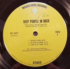 Deep Purple (LP) – “In Rock” (1970) – Warner Brothers (WS 1877) – (See Notes))