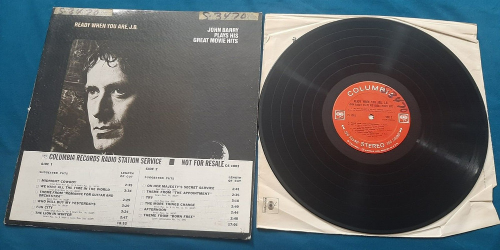John Barry Plays His Great Movie Hits LP Ready When You Are JB Columbia CS 1003