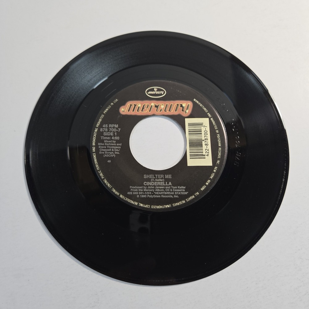 Cinderella “Shelter Me” 45 Vg+ Tested 1990 Jukebox Rare