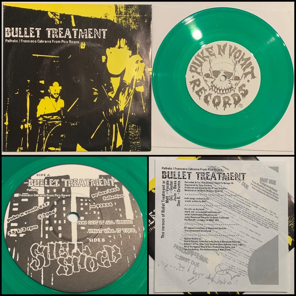 BULLET TREATMENT / SHELL SHOCK 7” Green Vinyl-The Bronx Social Distortion Drips