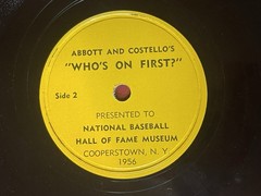 National Basketball Hall Of Fame, Abbott And Costello’s “WHOS ON FIRST?” 78 Rpm