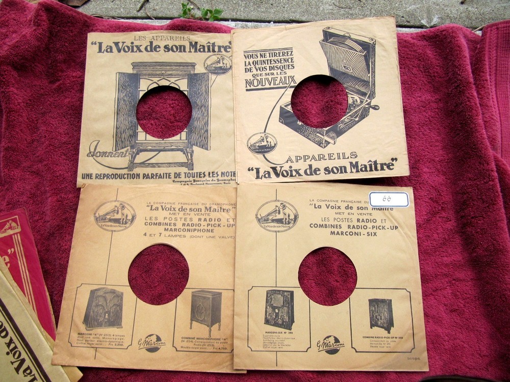 1928 French HIS MASTER’S VOICE 4x Record SLEEVES 10″ 25 cm La Voix de Son Maitre