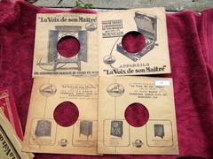 1928 French HIS MASTER’S VOICE 4x Record SLEEVES 10″ 25 cm La Voix de Son Maitre
