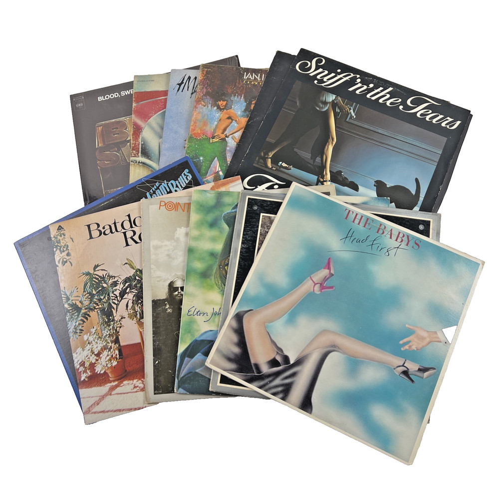 Lot of 12 Classic Rock Pop Vinyl Records 12 Inch LPs Elton John Moody Blues REO