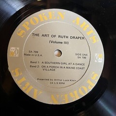 [SPOKEN WORD]~EXC LP~RUTH DRAPER~The Art Of~VOL. III~3~A Southern Girl At A Danc