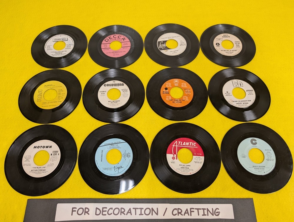 FOR DECOR LOT OF 12 PROMO LABEL 7″ 45 RECORDS Motown Virgin Decca RCA Atlantic