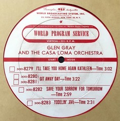 7 Glen Gray & The Casa Loma Orch World Program Service 16″ Radio Transcriptions