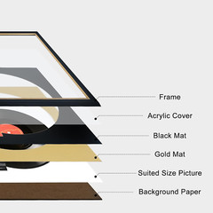 Vinyl Record Display Frame – 12×12 LP Album Frame – 2 Pack Black & Gold
