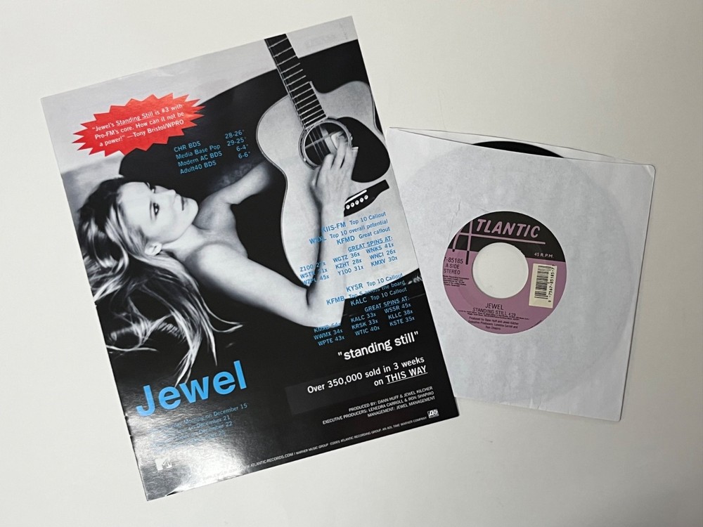 Jewel 45 rpm 2001 Vinyl Single Standing Still / Grey Matter (Live) Promo Poster
