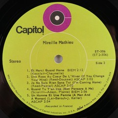 Mireille Mathieu Self Titled 1969 Stereo French Folk 12″ LP Vinyl Record ST-306