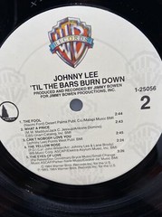Johnny Lee ‘Til The Bars Burn Down 1983 Vinyl LP Warner Bros Records Promo