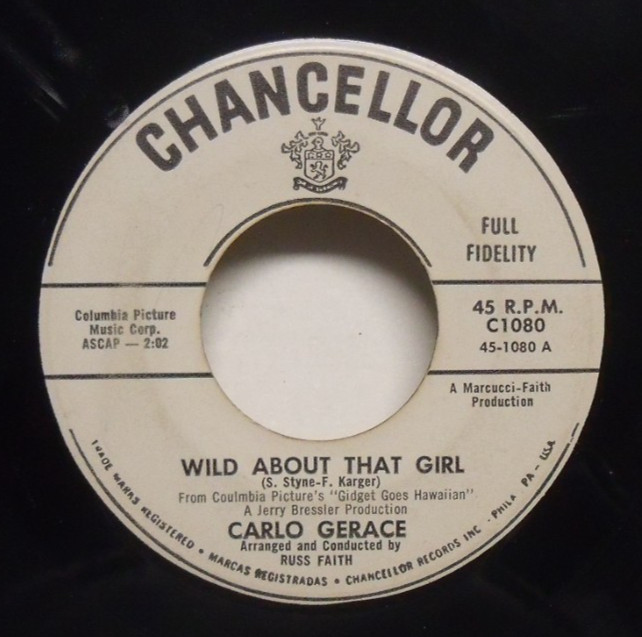 Carlo Gerace – Wild About That Girl – 1961 Teen Movie 45 – Gidget Goes Hawaiian
