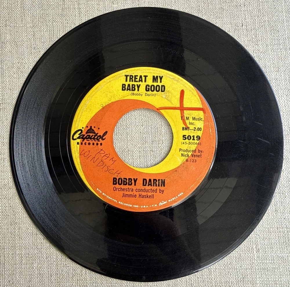 BOBBY DARIN: Vinyl 45 Record – Down So Long / Treat My Baby Good (G+)