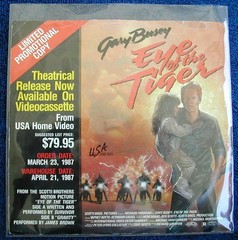 1987 “Eye of the Tiger” PROMO Movie 45 Gary Busey SURVIVOR Vinyl EXCELLENT!