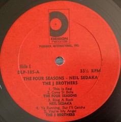The Four Seasons, Johnny Rivers, Neil Sedaka, The J Brothers 33 1/3 rpm LP