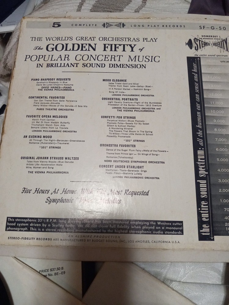 TheGoldenFiftyOfPopularConcert Music PlayedByTheWorld’sGreatOrchestras 5 LP Set