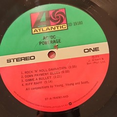 AC/DC Powerage 1978 Atlantic SD 19180 Black Vinyl LP 12″ Stereo