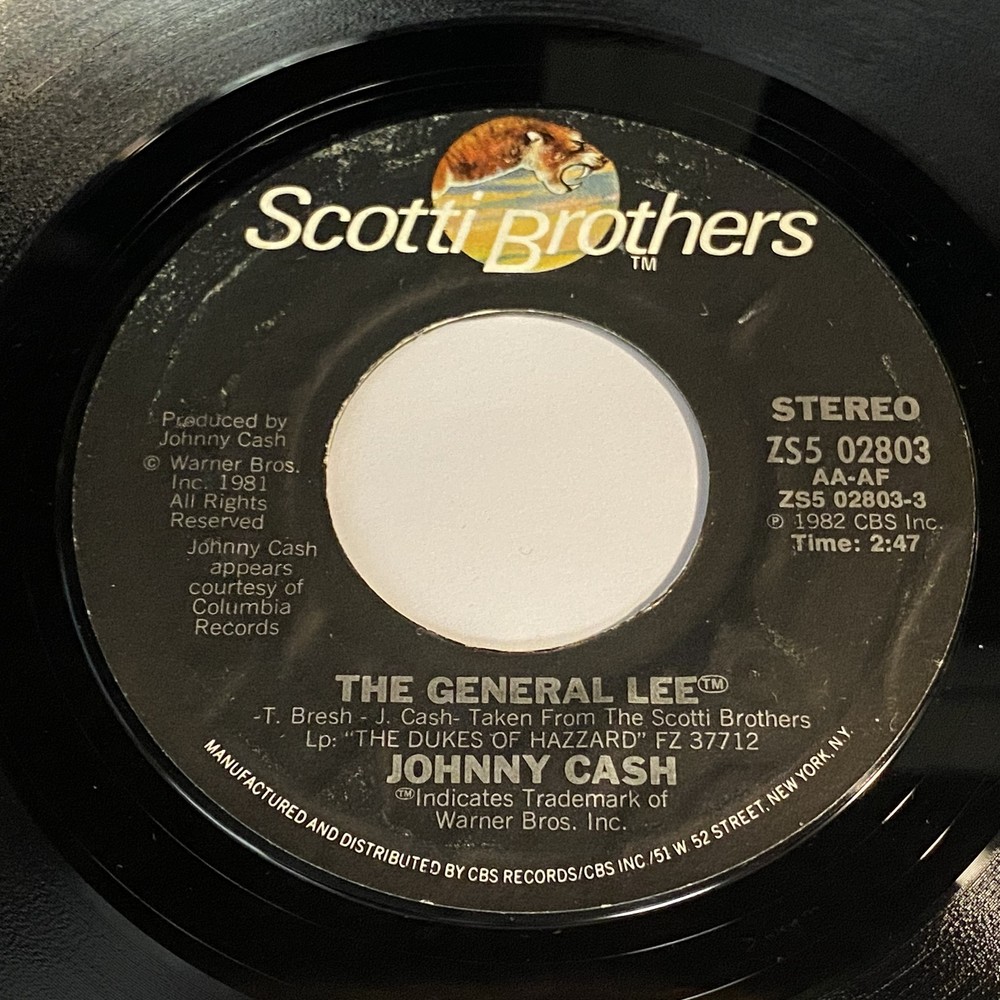 Johnny Cash: The General Lee / Duelin’ Dukes 45 – Scotti Brothers – Country