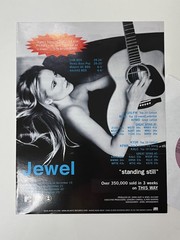Jewel 45 rpm 2001 Vinyl Single Standing Still / Grey Matter (Live) Promo Poster