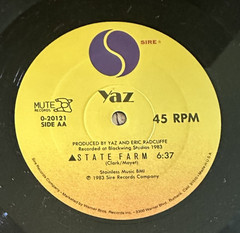 YAZ State Farm/nobody’s diary 12″ MAXI~ELECTRO FREESTYLE/80’S SYNTH~IN SHRINK NM