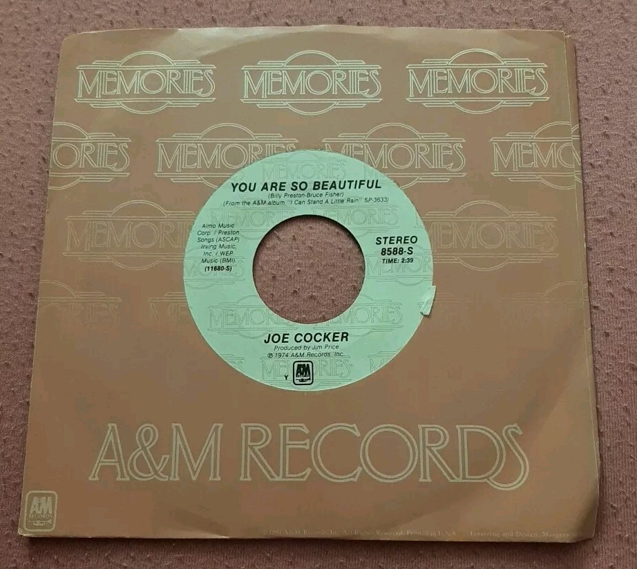 Joe Cocker 45 High Time We Went / You Are So Beautiful 1974 A&M 8588-S ex