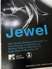Jewel 45 rpm 2001 Vinyl Single Standing Still / Grey Matter (Live) Promo Poster