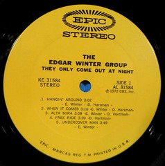 EDGAR WINTER THEY ONLY COME OUT AT NIGHT LP 1972 GREAT CONITION! VG+/VG!!B