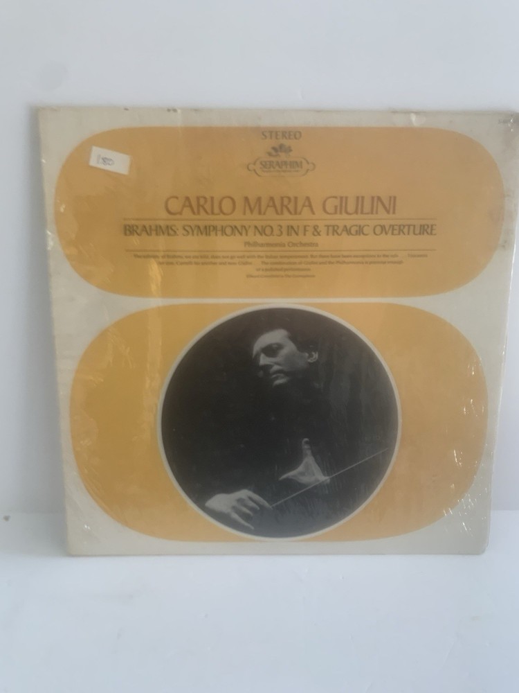 Carlo Maria Giulini LP Brahms: Symphony No. 3 in F & Tragic Overture NM LP