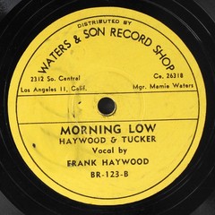 FRANK HAYWOOD: morning the blues / morning low WATERS & SON Single 78 RPM