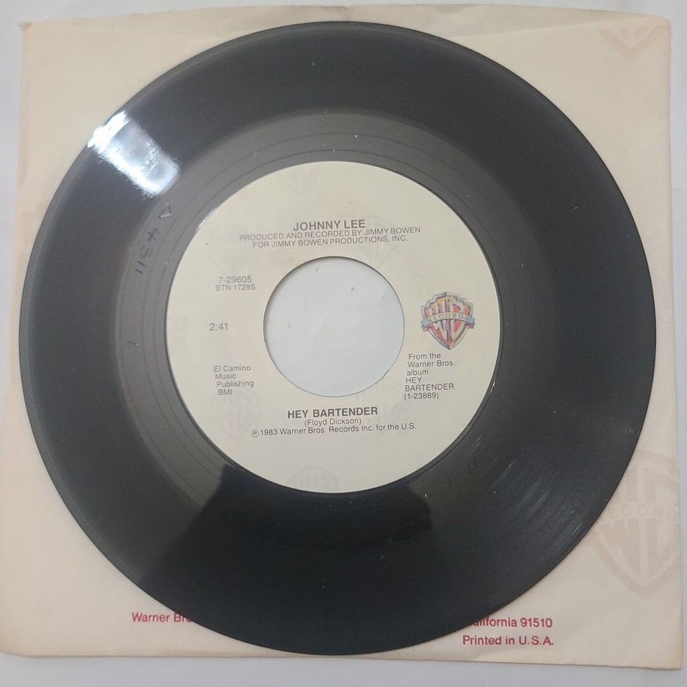Johnny Lee ~ Hey Bartender/ Blue Monday ~ Warner Bros. 45 RPM Record