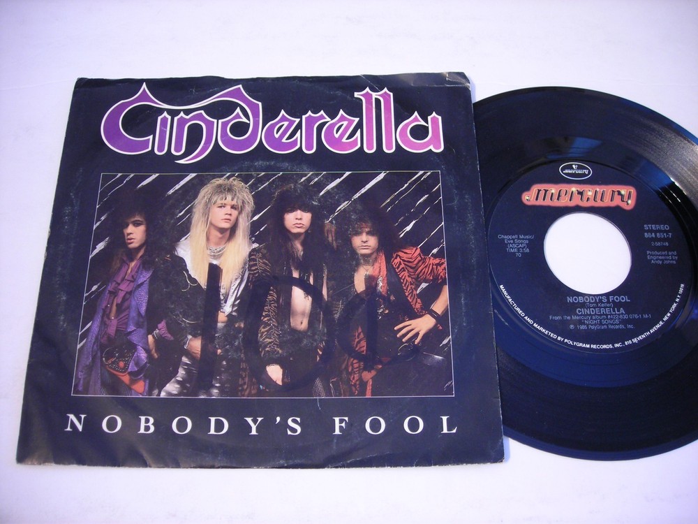w PICTURE SLEEVE Cinderella Nobody’s Fool / Push Push 1986 Stereo 45rpm VG++