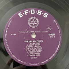 Bob And Ron Copper – Traditional Songs From Rottingdean 1st Press – 1964 – VG++