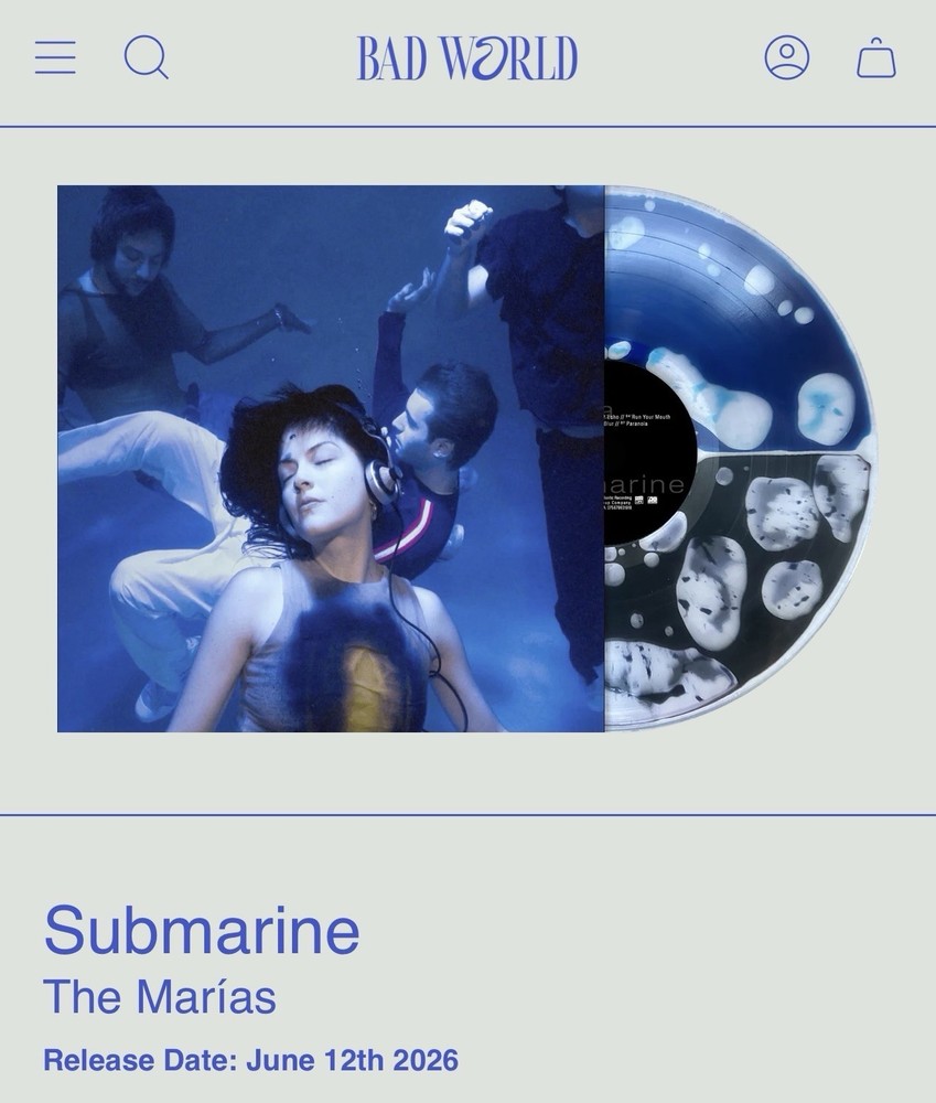 IN HAND – The Marias – Submarine Liquid Filled Blue and Black LP Bad World