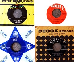 LOT OF 52 VINTAGE 45 RPM RECORDS – LOT #72 -LOOK CLOSELY FOR RARE GEMS