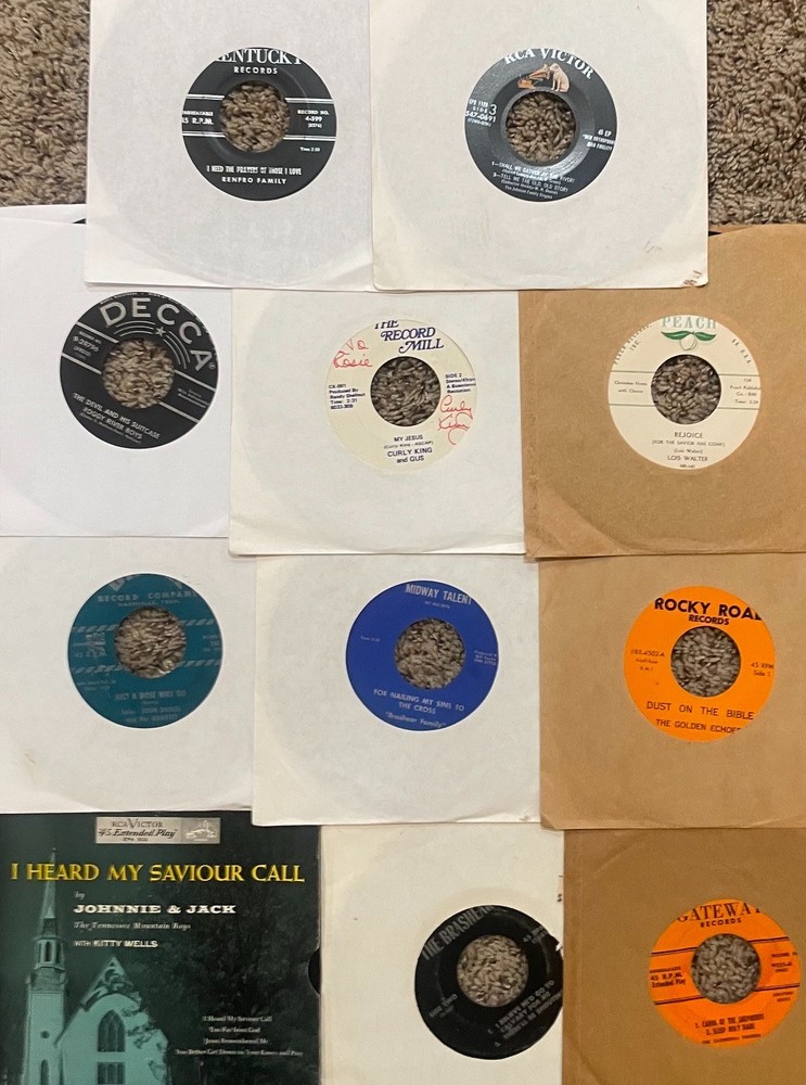 11 HARD TO FIND HILLBILLY GOSPEL 45rpm RECORDS – 1950’s & UP